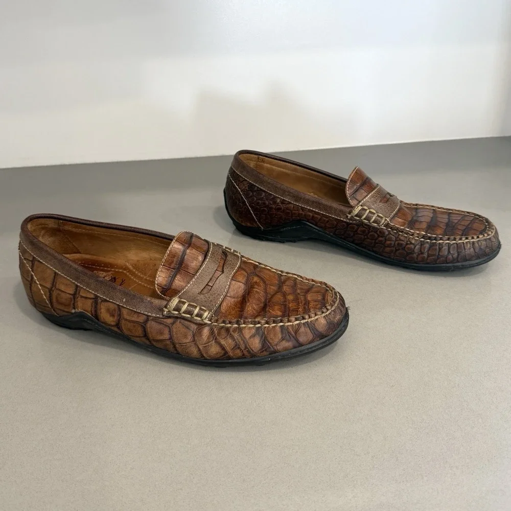 Martin Dingman Bill Alligator Penny Loafers Men's 8 Brown Old Money Heritage